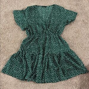 Green and White Floral Dress